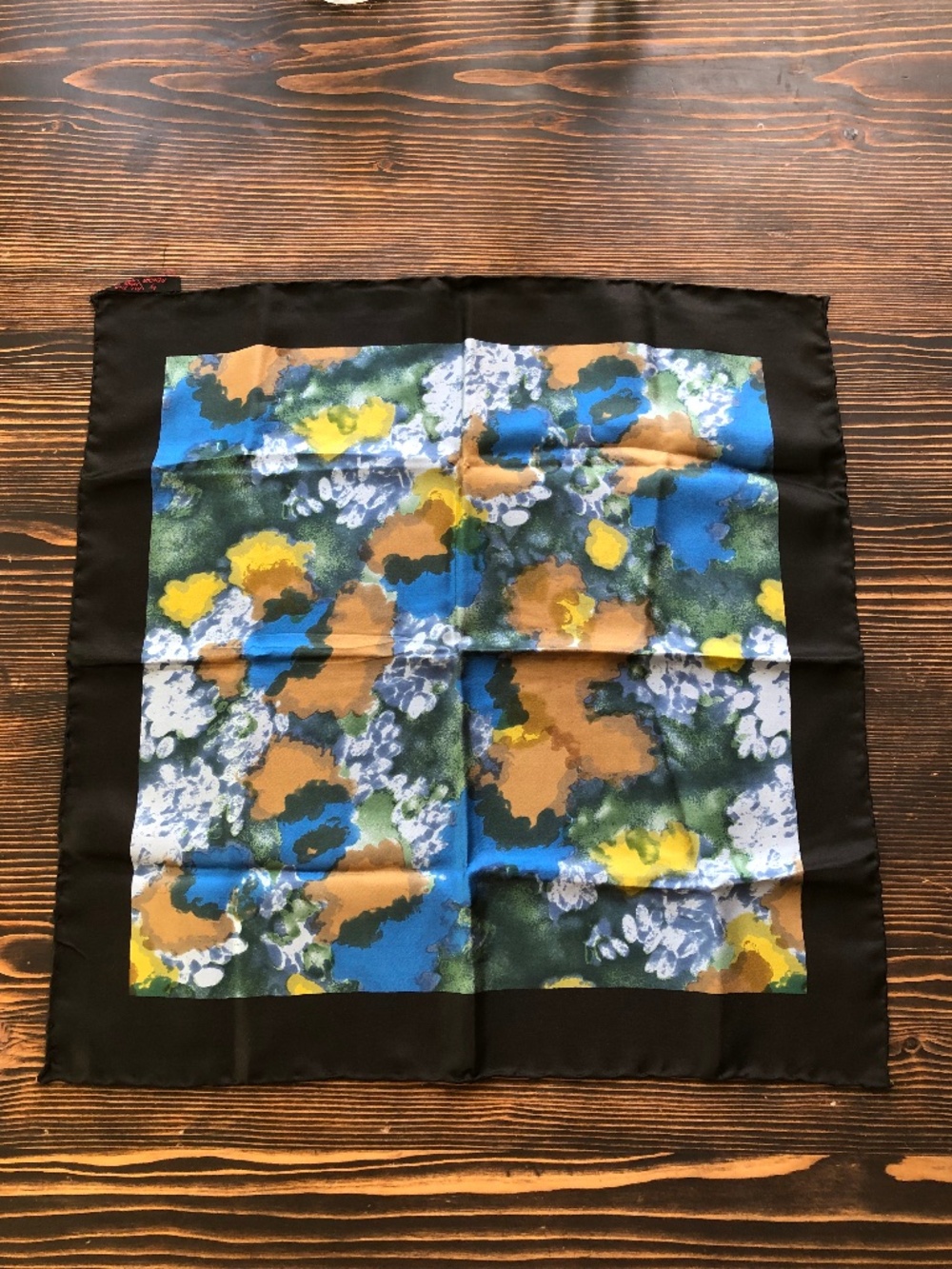 Renoir Italy Impressionist Style Silk Scarf Black Border & Multicolours